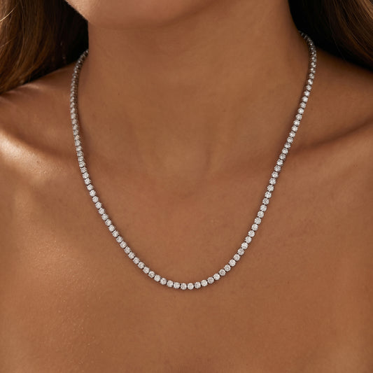 2mm Tennis Necklace Silver With Pure Zircon Stones