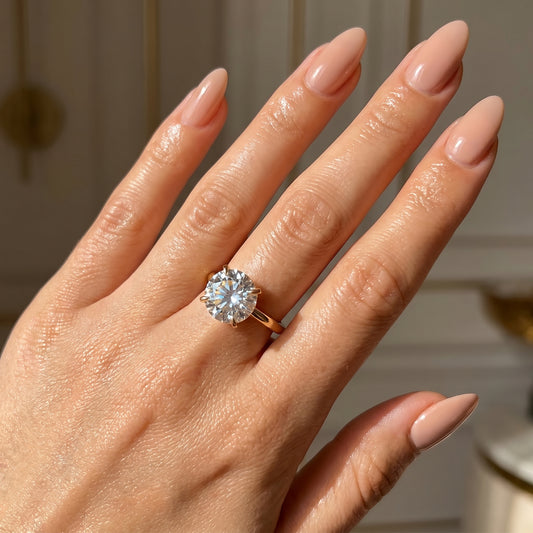 Round Cut White Sapphire Charm Ring