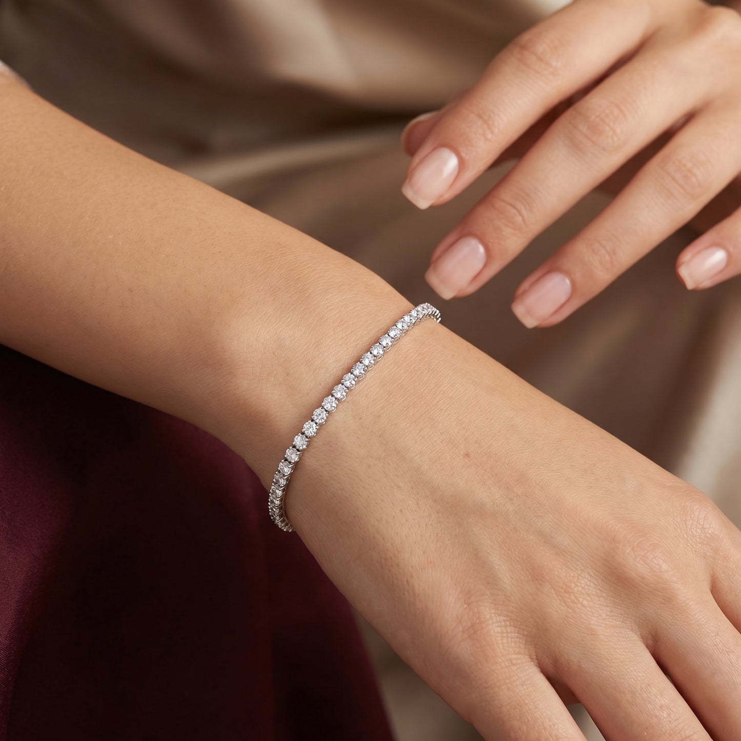 2mm Tennis Bracelet Silver With Pure Zircon Stones