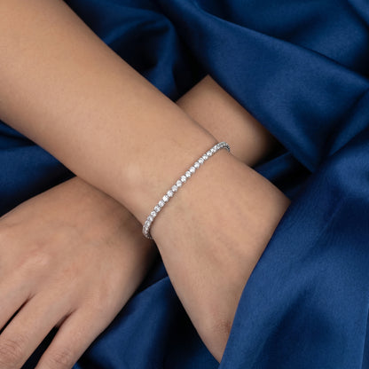2mm Tennis Bracelet Silver With Pure Zircon Stones