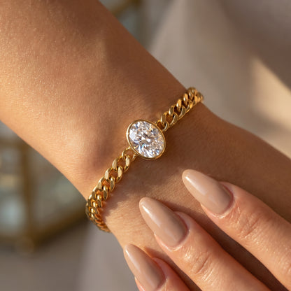 Oval Cut White Sapphire Charm Bracelet