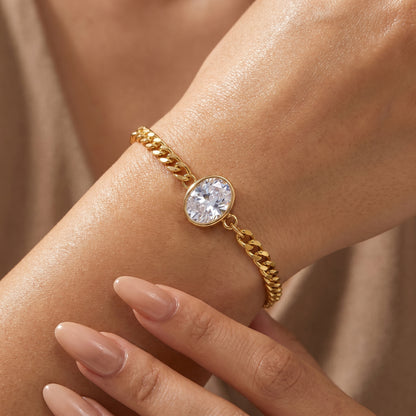 Oval Cut White Sapphire Charm Bracelet