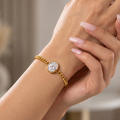 Oval Cut White Sapphire Charm Bracelet