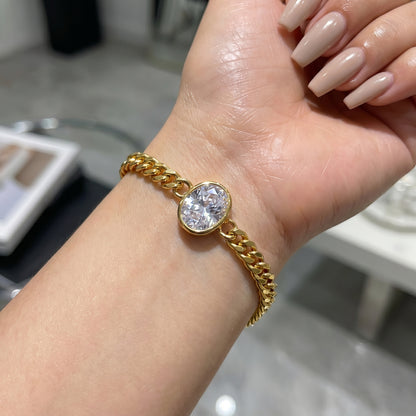 Oval Cut White Sapphire Charm Bracelet