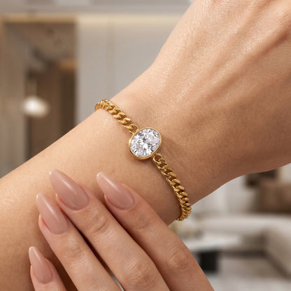 Oval Cut White Sapphire Charm Bracelet