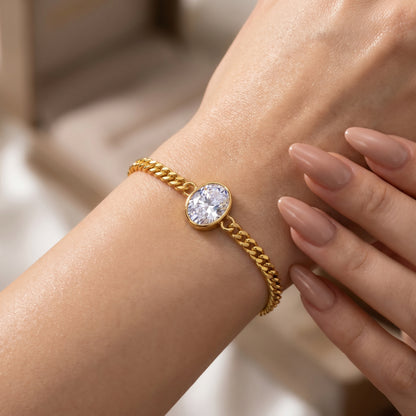 Oval Cut White Sapphire Charm Bracelet