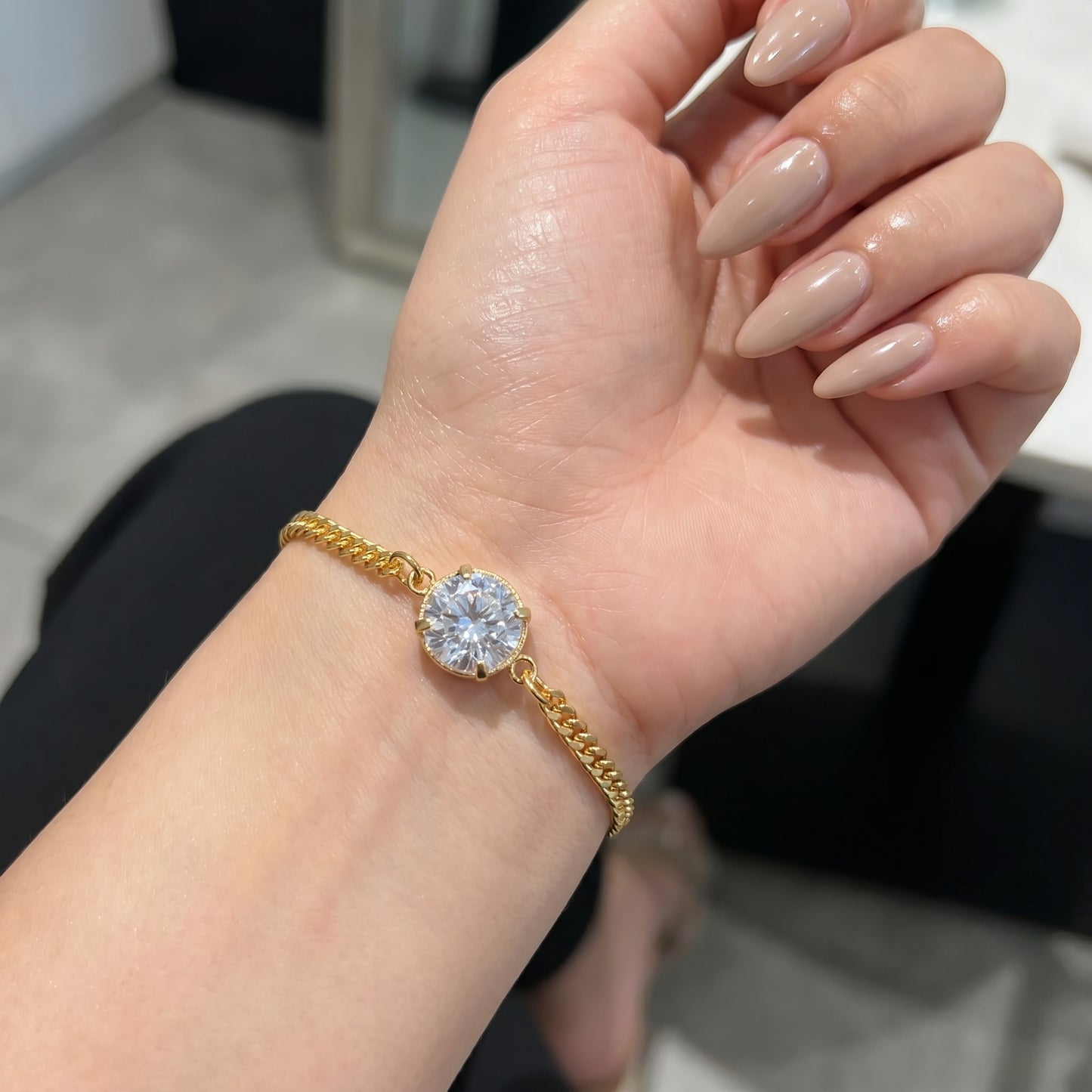 Round Cut White Sapphire Charm Bracelet