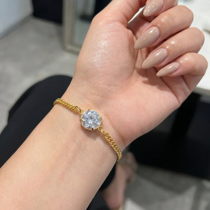 Round Cut White Sapphire Charm Bracelet