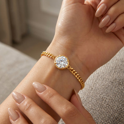 Round Cut White Sapphire Charm Bracelet