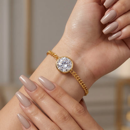 Round Cut White Sapphire Charm Bracelet