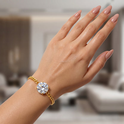 Round Cut White Sapphire Charm Bracelet