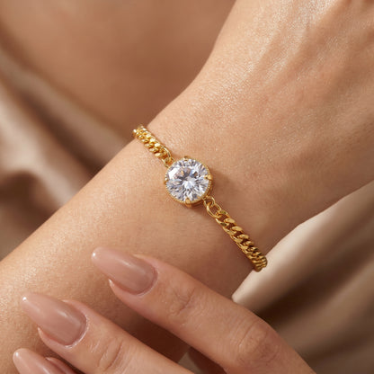 Round Cut White Sapphire Charm Bracelet
