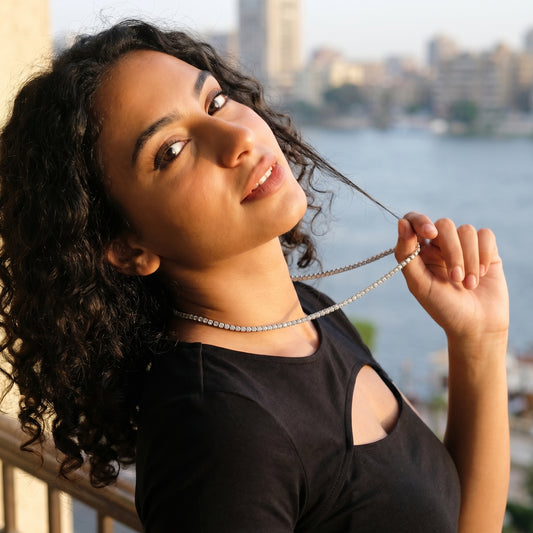 2mm Tennis Necklace Silver With Pure Zircon Stones