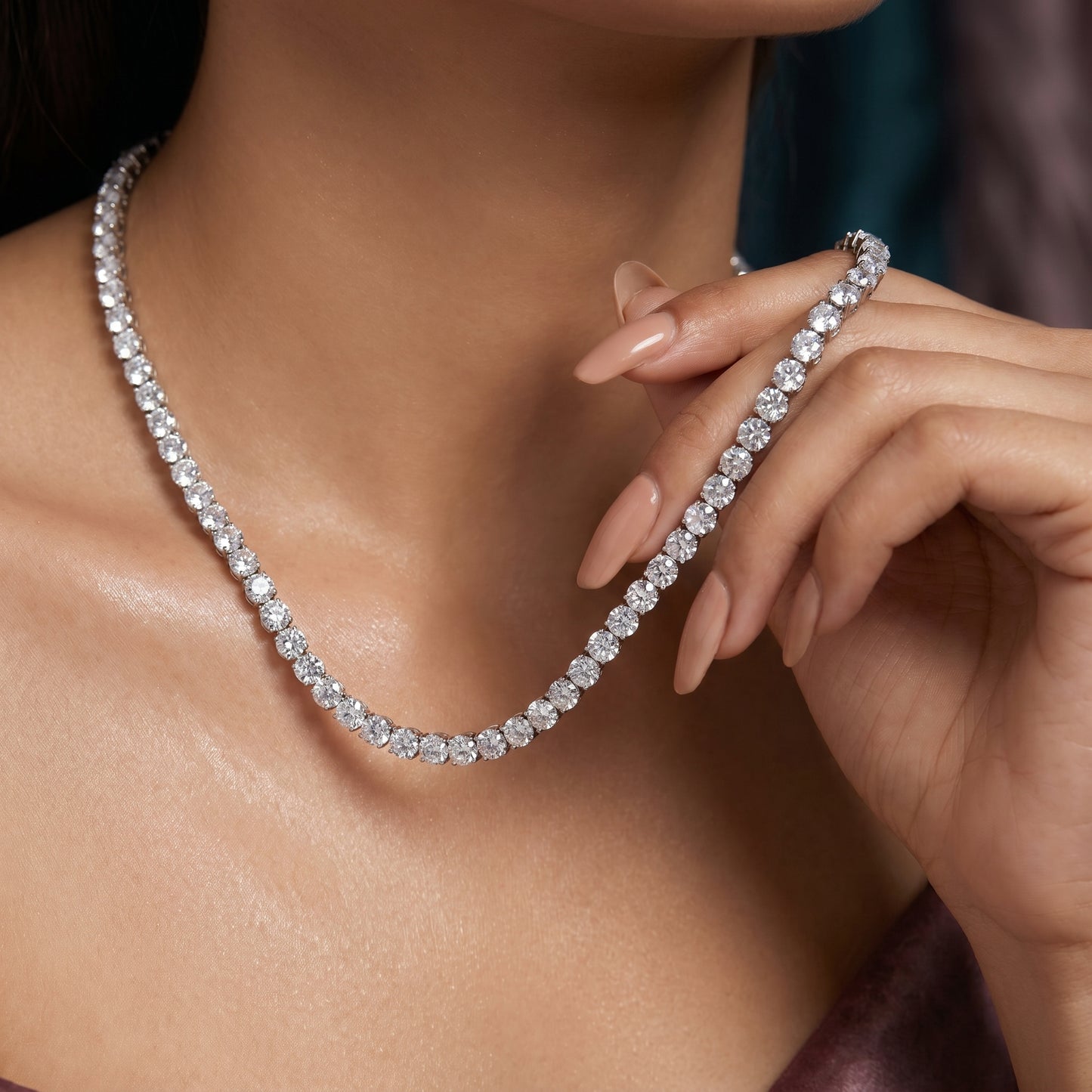 5mm Tennis Necklace Silver Plated With Pure Zircon Stones