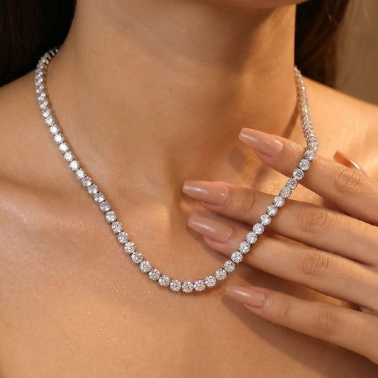 5mm Tennis Necklace Silver Plated With Pure Zircon Stones
