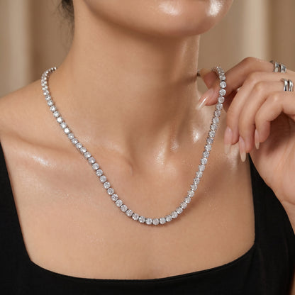 5mm Tennis Necklace Silver Plated With Pure Zircon Stones