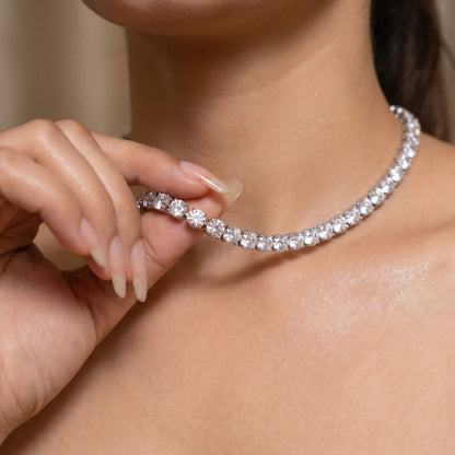 5mm Tennis Necklace Silver Plated With Pure Zircon Stones