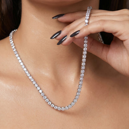 5mm Tennis Necklace Silver Plated With Pure Zircon Stones