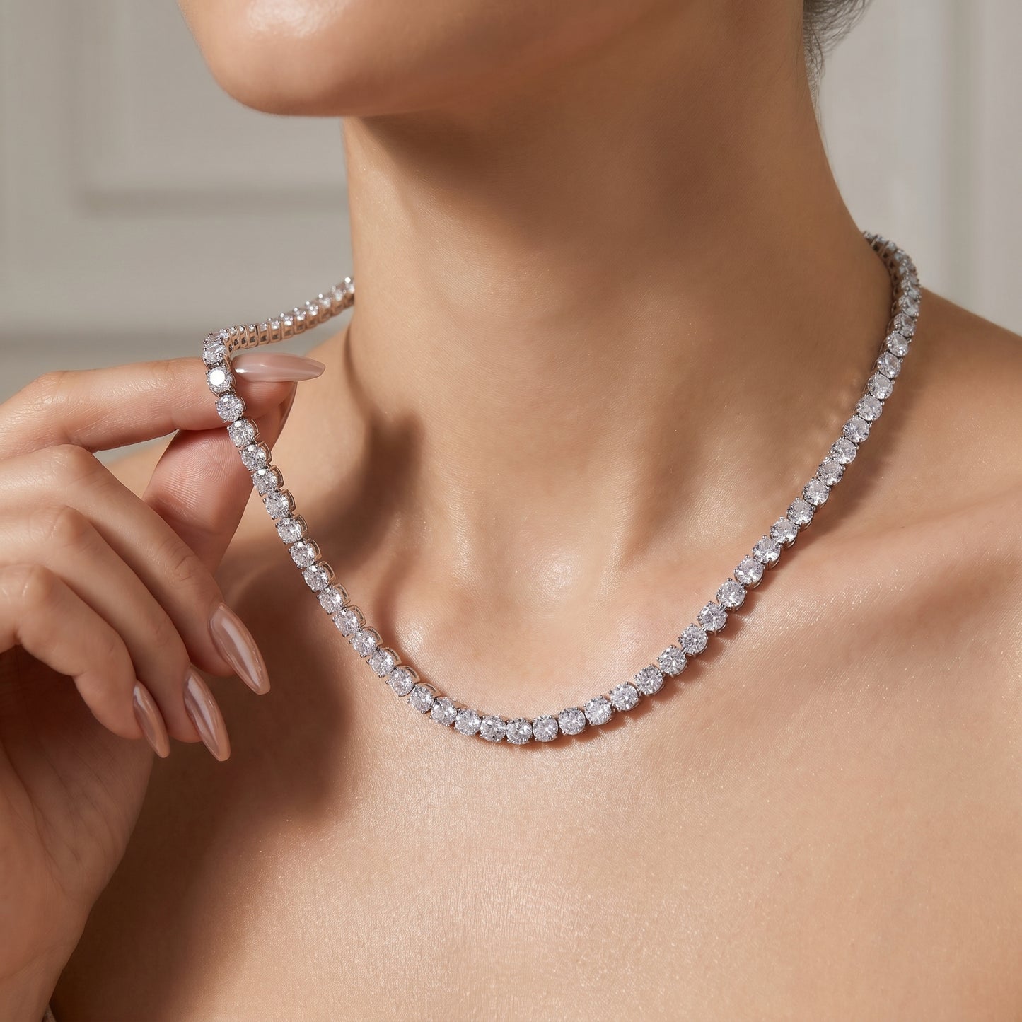 5mm Tennis Necklace Silver Plated With Pure Zircon Stones