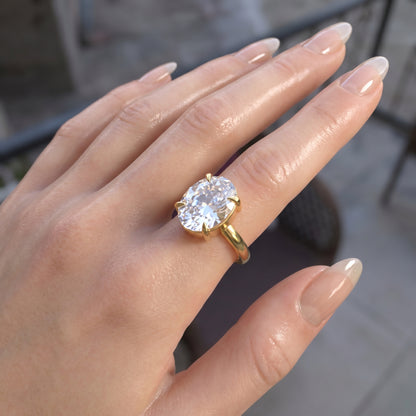 Oval Cut White Sapphire Charm Ring