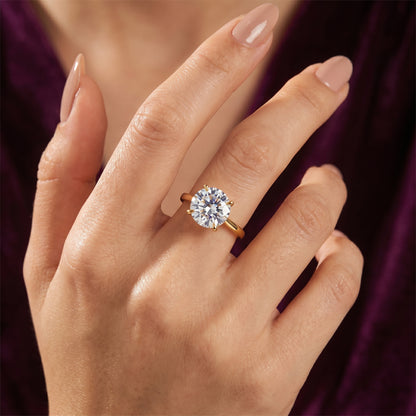 Round Cut White Sapphire Charm Ring