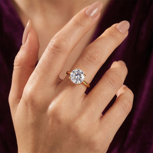 Round Cut White Sapphire Charm Ring