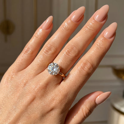 Round Cut White Sapphire Charm Ring