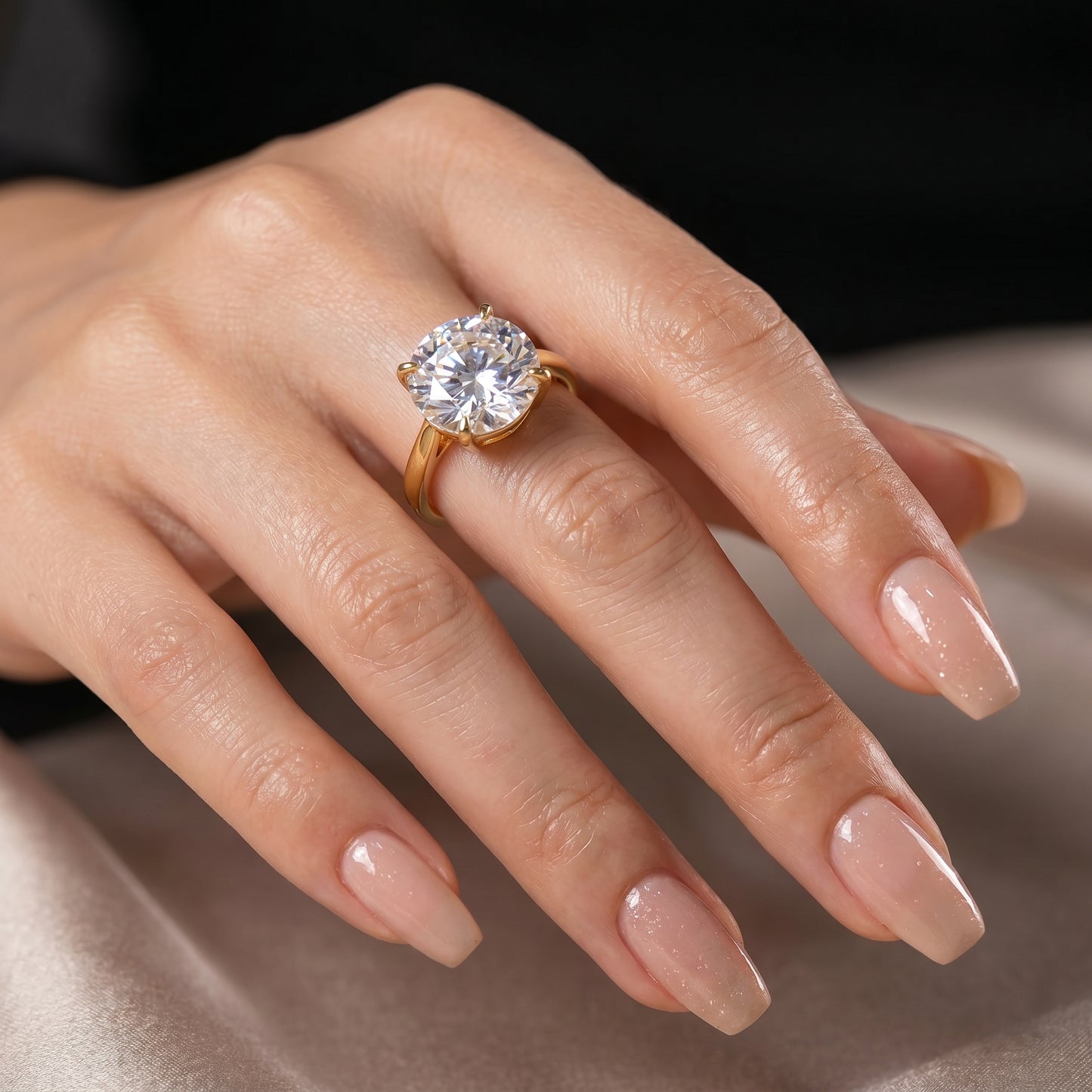 Round Cut White Sapphire Charm Ring