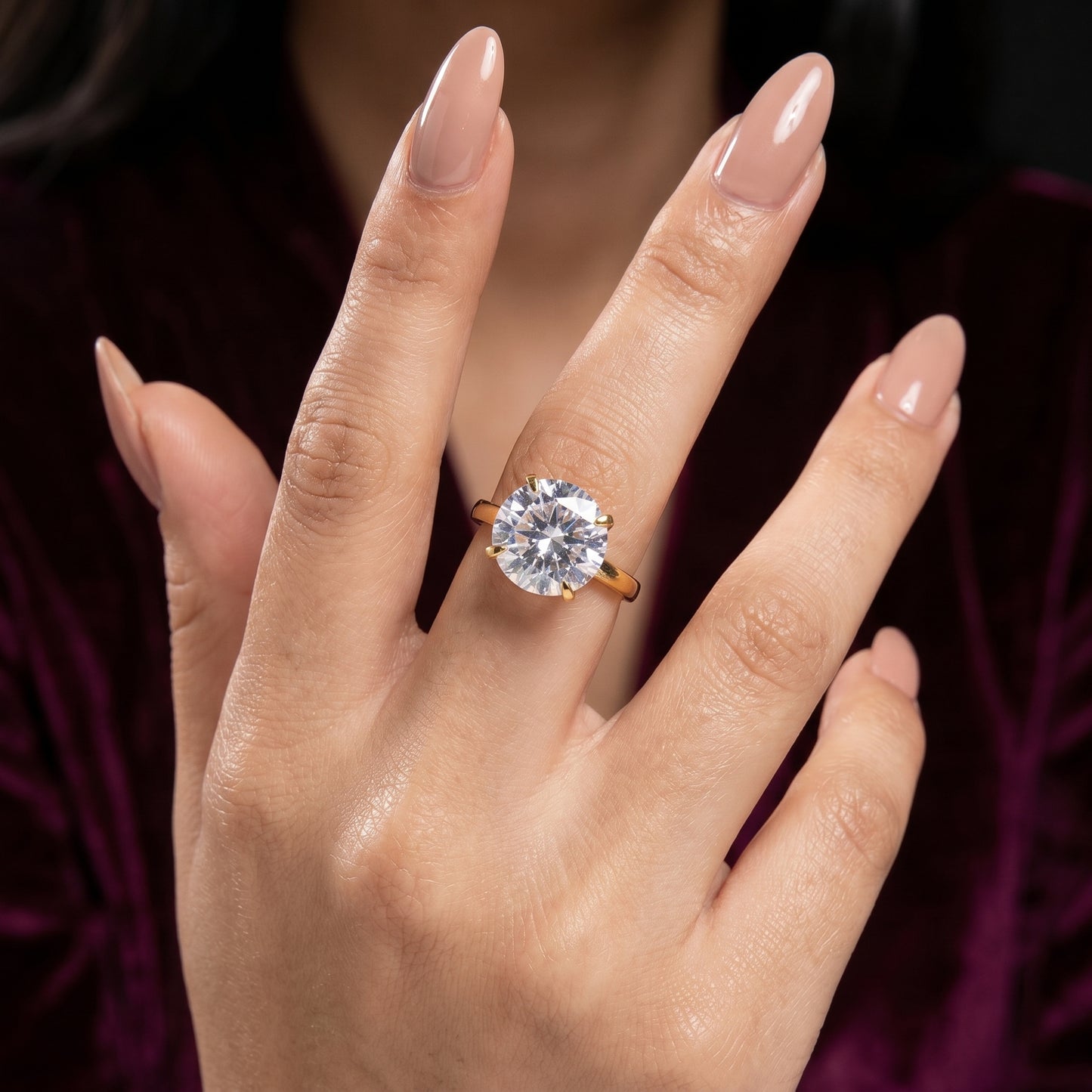 Round Cut White Sapphire Charm Ring