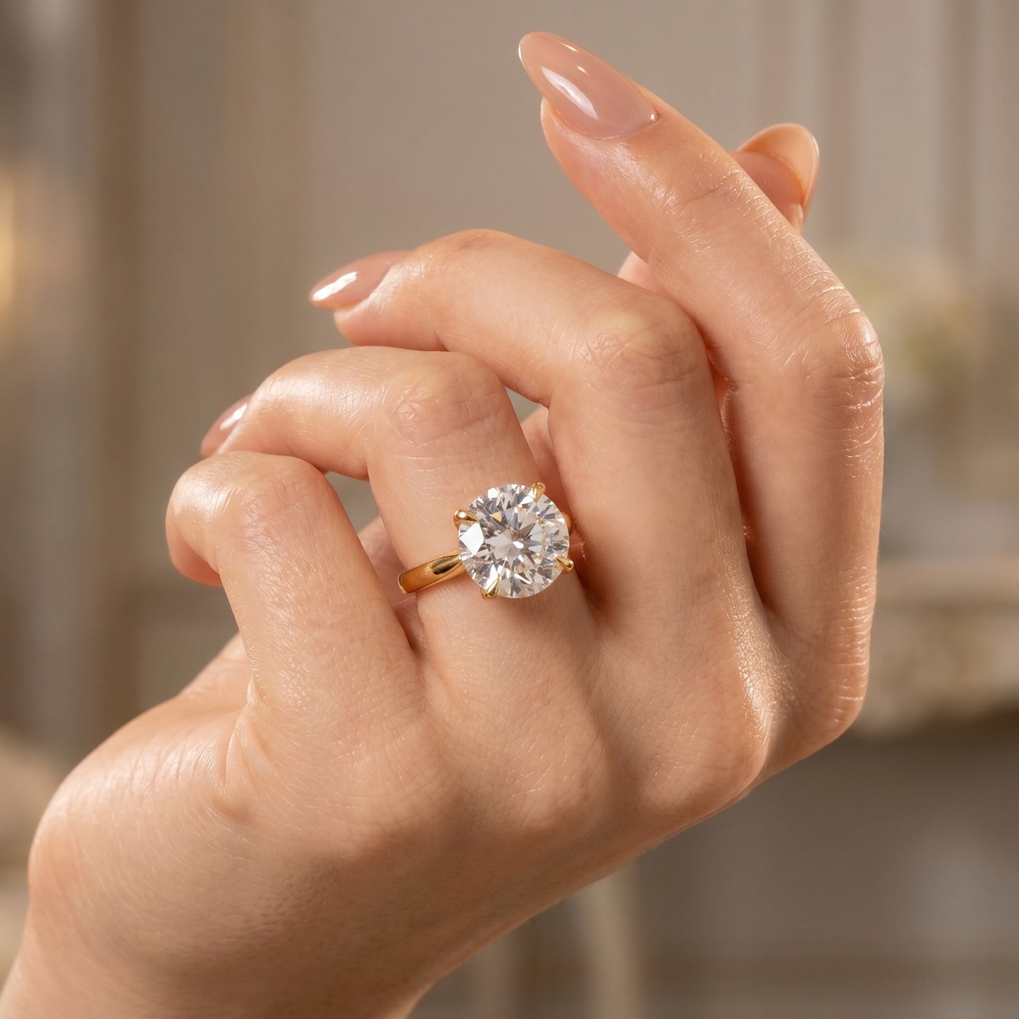 Round Cut White Sapphire Charm Ring