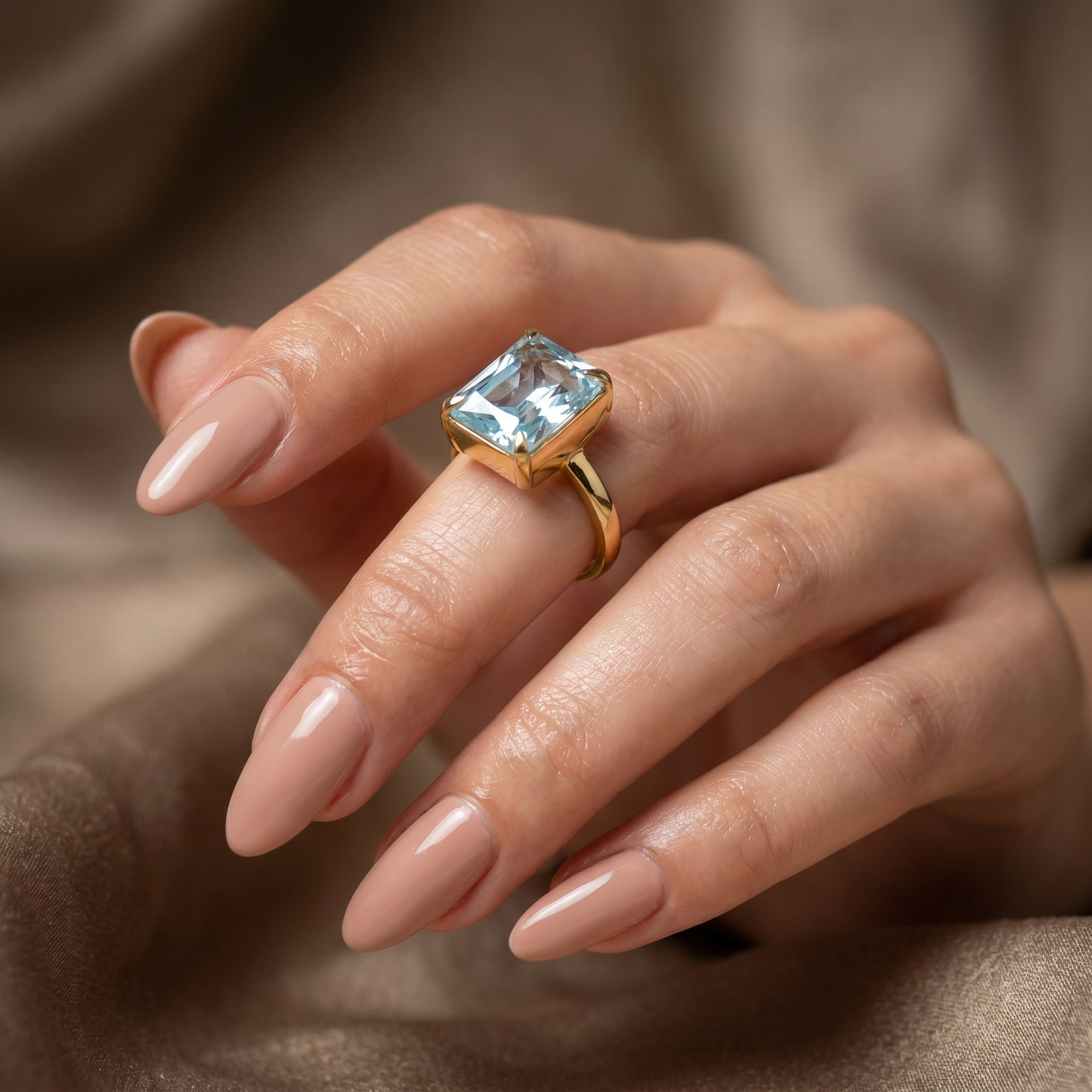 Square Cut White Sapphire Charm Ring