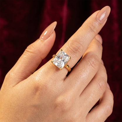 Square Cut White Sapphire Charm Ring