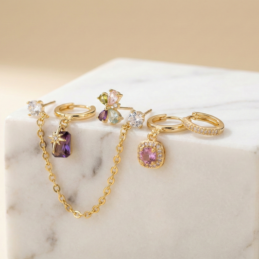 EARRINGS SET GOLD PLATED