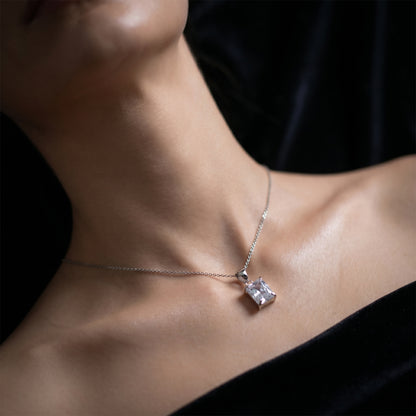 square Cut Sapphire Charm Necklace