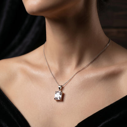 square Cut Sapphire Charm Necklace